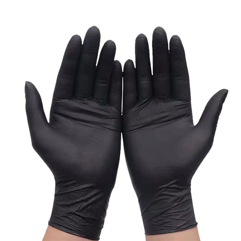 Disposable black nitrile gloves