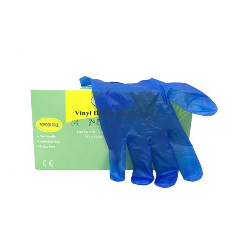 Disposable blue transparent vinyl gloves, low price, boxed