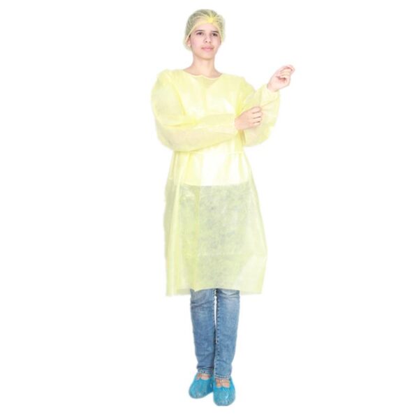 Disposable medical yellow isolation gown, low price, high quality