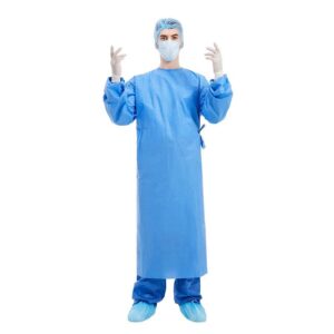 Disposable blue surgical gown for men