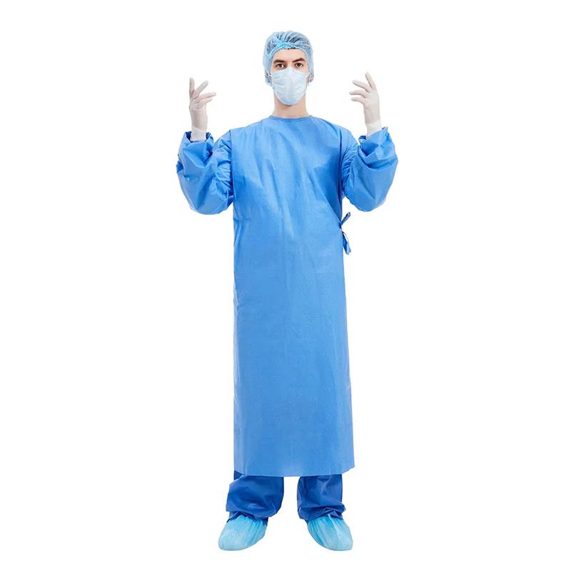 Disposable blue surgical gown for men