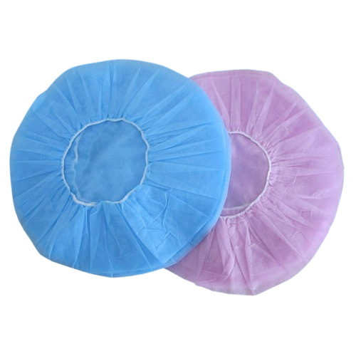 Disposable Blue and Red Nonwoven Bouffant Cap